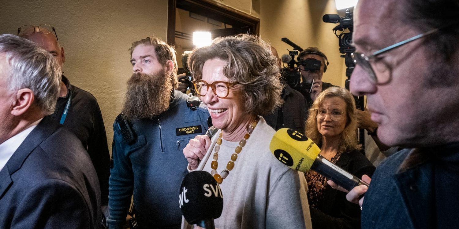 Birgitte Bonnesen, tidigare vd i Swedbank, i samband med att rättegången mot henne startade i oktober 2022.