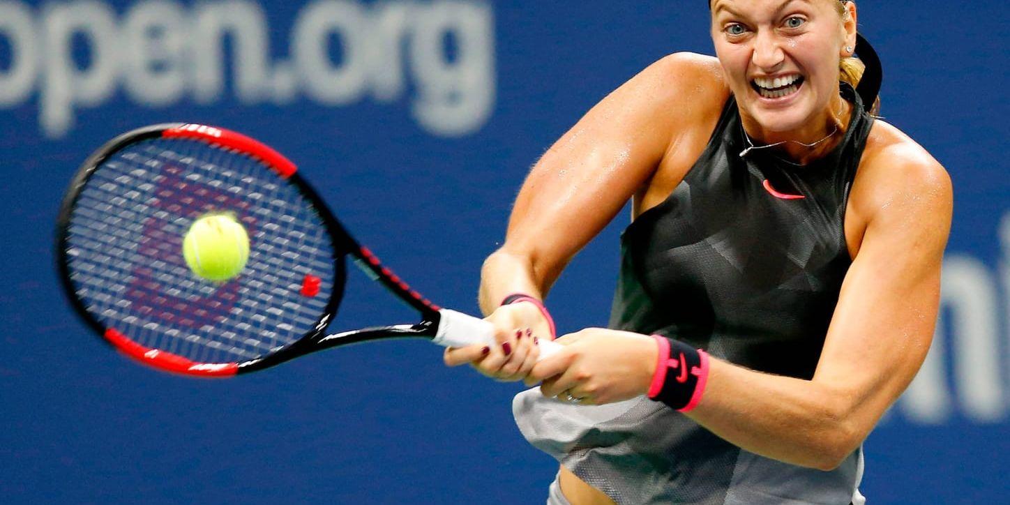 Petra Kvitova besegrade tredjeseedade Garbine Muguruza i New York.