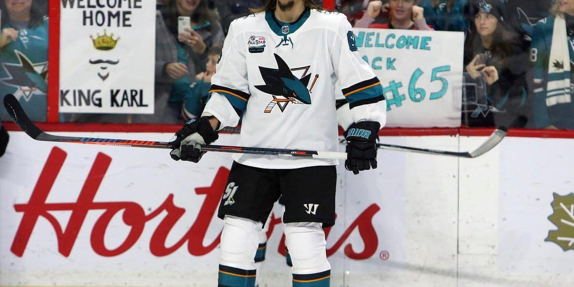 Erik Karlsson har skrivit ett åttaårigt monsterkontrakt med San Jose. Arkivbild.