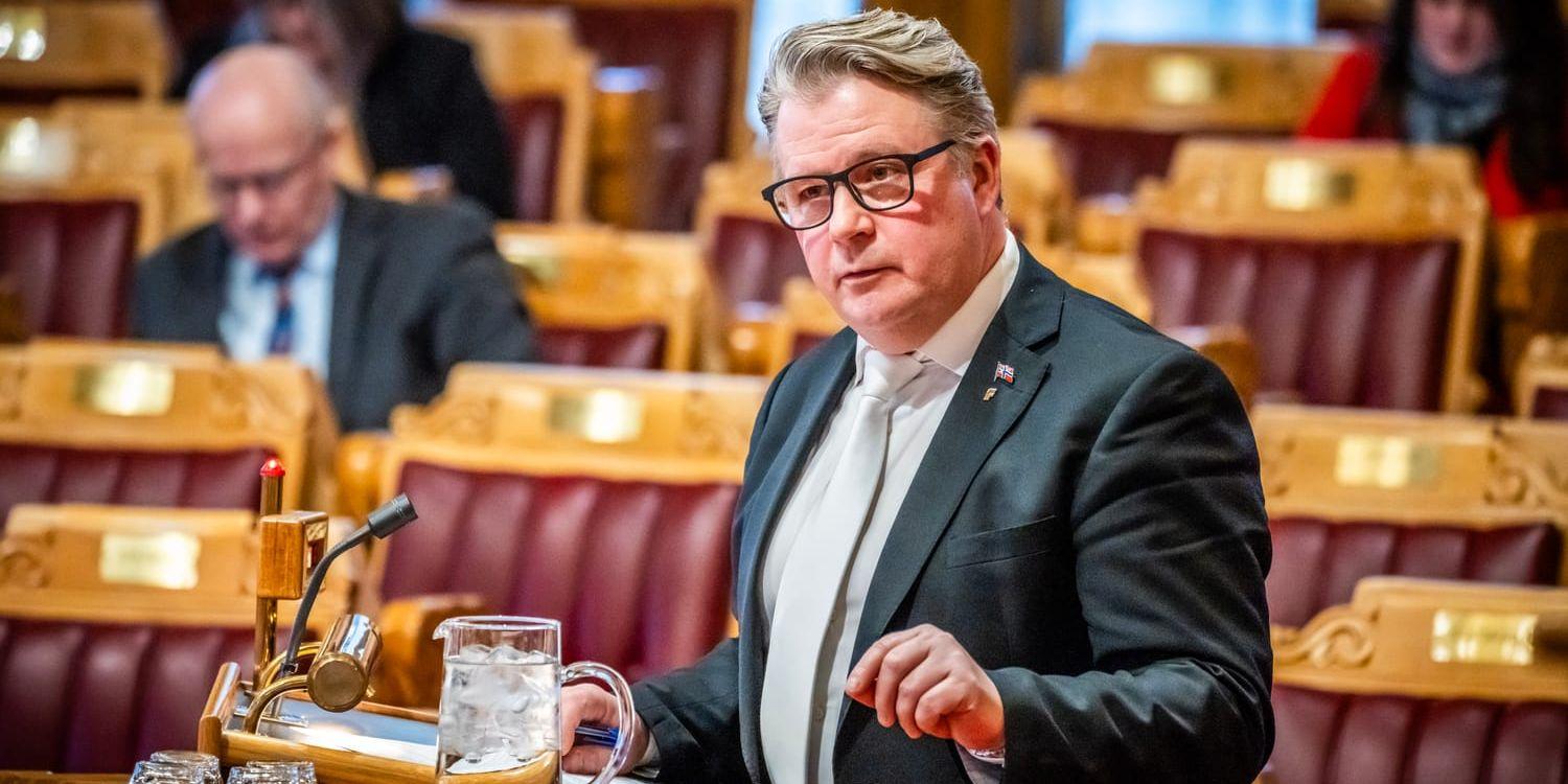 Per-Willy Amundsen (FrP) under en frågestund i stortinget, den norska riksdagen.