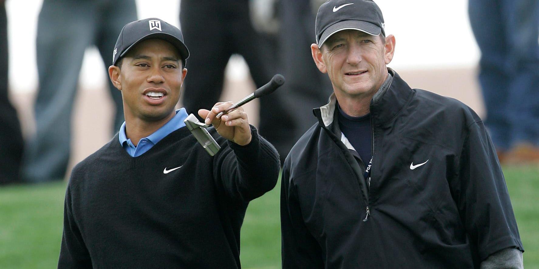 Tiger Woods och hans förre tränare Hank Haney. Arkivbild.