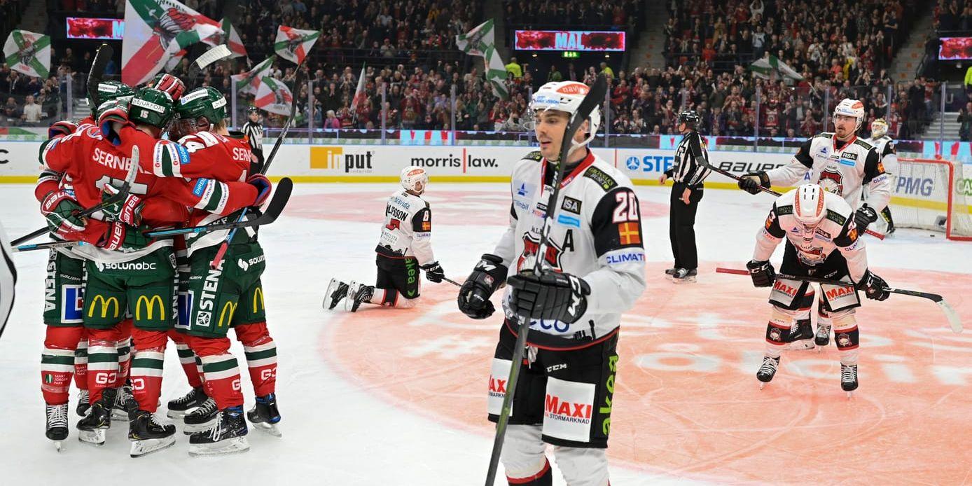 Jubel i Frölunda och depp i Malmö i den tredje kvartsfinalen, som Frölunda vann med övertygande 7–2.